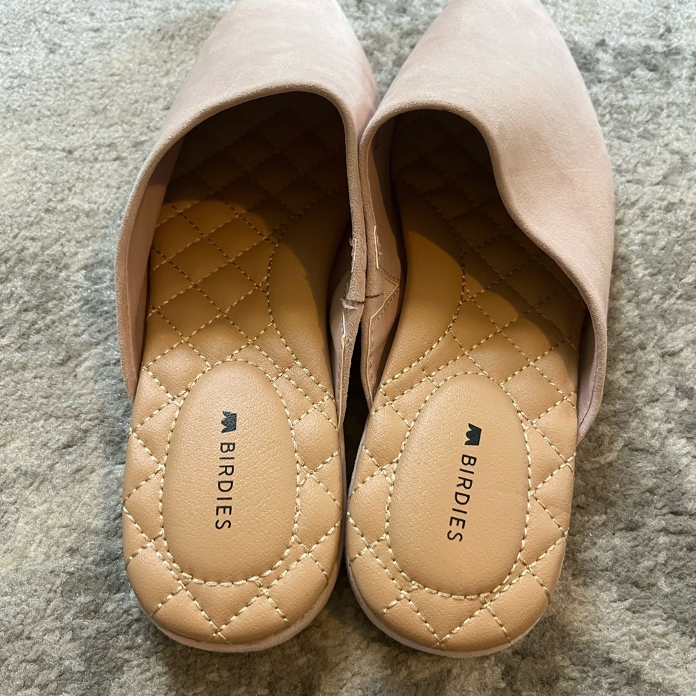 Birdies Pink Suede Mules with Quilted Comfort - Picture 5 of 8